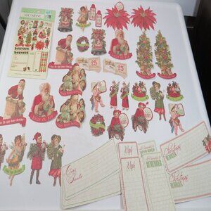 K&Co Vintage looking Christmas images Burgundy & Deep Green on Cream